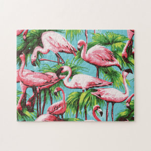 Kallt Retro rosa Flamingoespussel Pussel