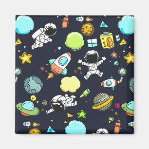 Kallt rymdentema - astronaut & raketfrakter magnet