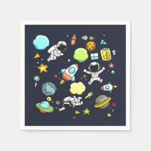 Kallt rymdentema - astronaut & raketfrakter pappersservett