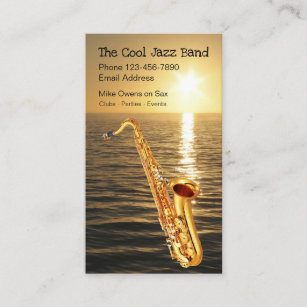 Kallt tema för Jazzsolnedgångsaxofon Visitkort