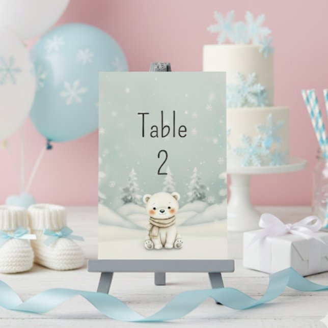Kallt ute vinter könsneutrala baby shower  bordsnummer (Skapare uppladdad)