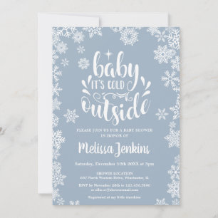 Kallt Utomhus Pojke Vinter Baby Shower Allt I Ett Inbjudningar