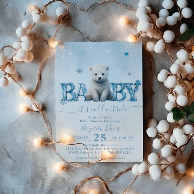 Kallt Utomhus Vinter Baby Shower Könsneutral Inbjudningar (Skapare uppladdad)