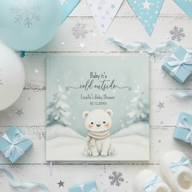 Kallt Utomhus Vinter Isbjörn Baby Shower Gästböcker (Skapare uppladdad)
