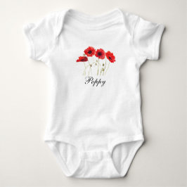 Kallvallmo Röda Blommig Akvarell Kallvallmo Baby b T Shirt