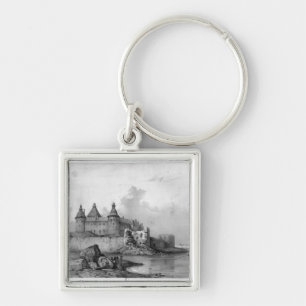 Kalmar slott fyrkantig silverfärgad nyckelring