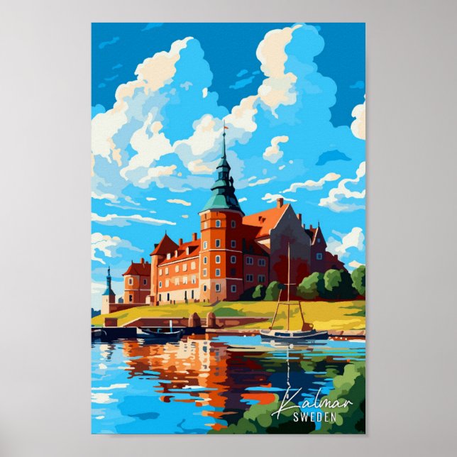 Kalmar Sweden Vintage Travel Illustration Poster (Framsidan)