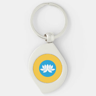 Kalmykia flagga swirl silverfärgad nyckelring