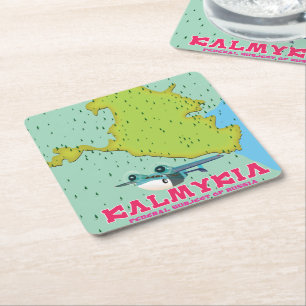 Kalmykia Ryssland karta Underlägg Papper Kvadrat