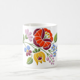 Kalocsa broderi - ungersk Folk konst Kaffemugg