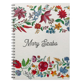 Kalocsa Embroidery Flower Skriv ut Anteckningsbok