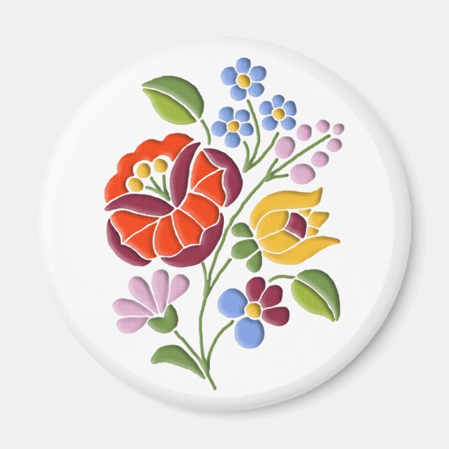 Kalocsa Embroidery - Ungersk folkart Magnet (Framsidan)