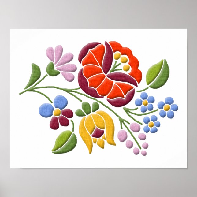 Kalocsa Embroidery - Ungersk folkart Poster (Framsidan)