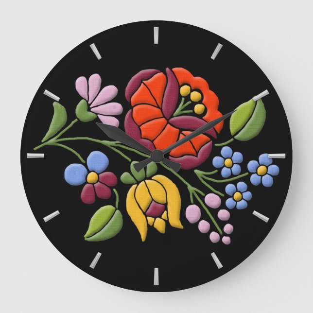 Kalocsa Embroidery - Ungersk folkart Stor Klocka (Framsida)