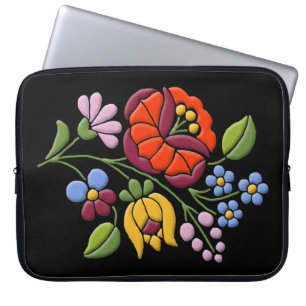 Kalocsa Embroidery - Ungersk folkkonssvart bg. Laptop Sleeve