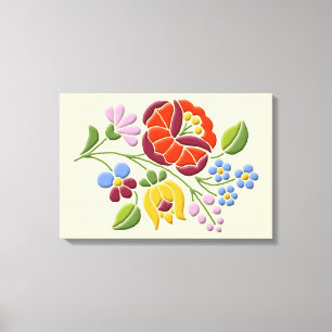 Kalocsa - Kanvastrycket Ungersk folkkonst Canvastryck