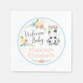 Kalv Blommig Ung Nötkreatur Baby Shower Festlig Fö Pappersservett