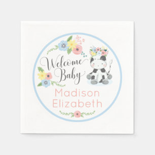 Kalv Blommig Ung Nötkreatur Baby Shower Festlig Fö Pappersservett