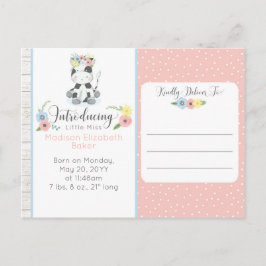 Kalv Rustikalt Blommigt Bebis Födelsekort Meddelande Vykort