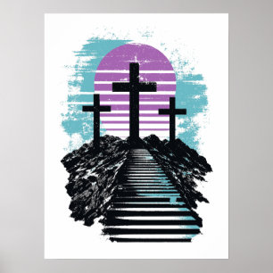 Kalvarie Golgata det är fullbordat Modern kristen Poster
