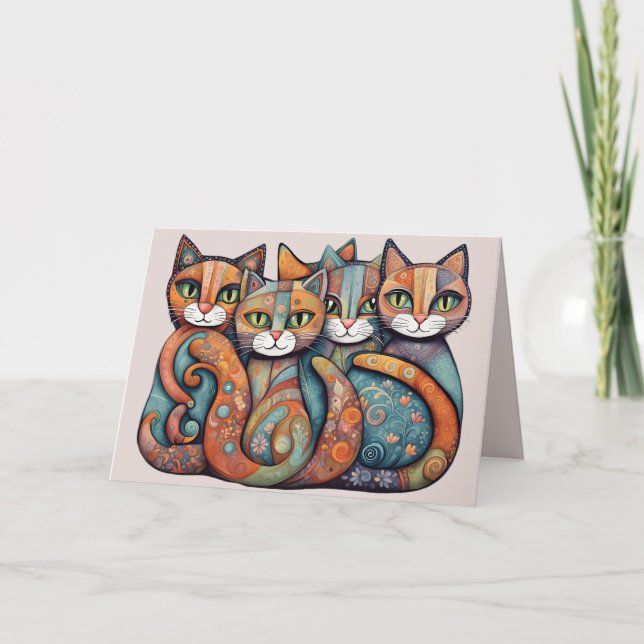 kalvkatter 3 hälsningskort kort (Framsida)