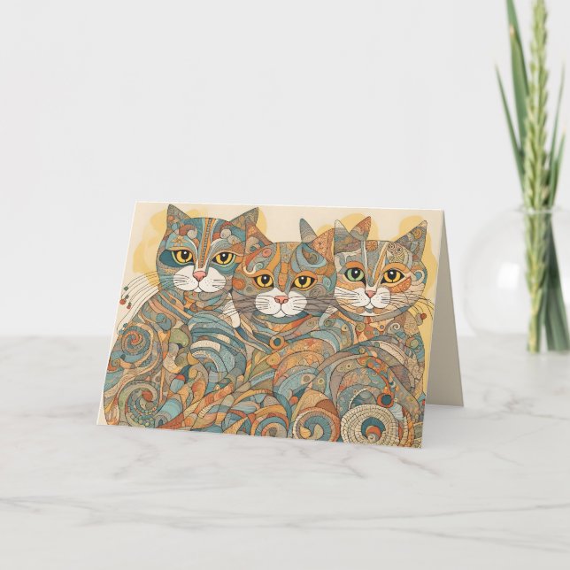 Kalvning av katter 4 hälsningskort kort (Framsida)