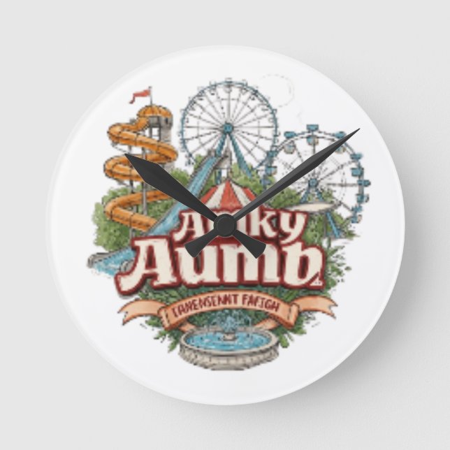 Kalyan Amusement Park Vatten Wave Wall Clock Rund Klocka (Framsida)