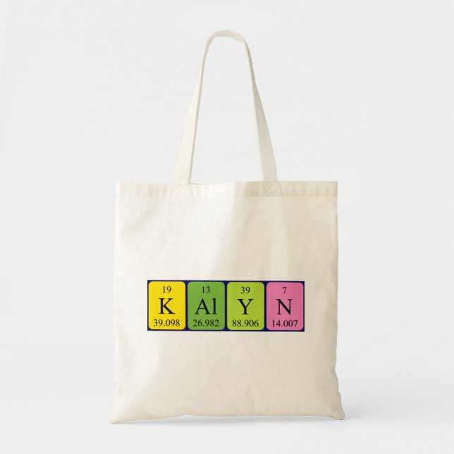 Kalyn periodisk bord namn tote bag tygkasse (Framsidan)