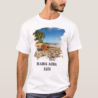 Kamaʻaina Oahu Ukelele på Hawaii-strand T Shirt