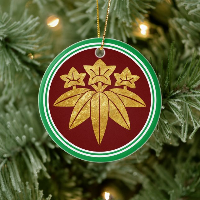 Kamakura Minamoto Mon Japanska Klan Faux Guld Julgransprydnad Keramik (Träd)