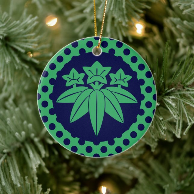 Kamakura Minamoto Mon Japanska klans marinblått Julgransprydnad Keramik (Träd)