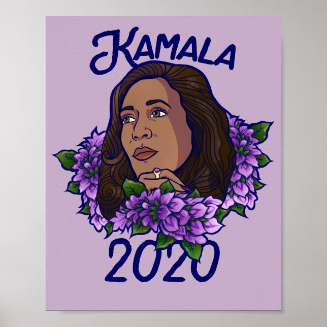 Kamala 2020 Blommigt Lila Violet Art Poster (Framsidan)