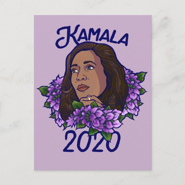 Kamala 2020 Blommigt Lila Violet Art Vykort (Framsida)