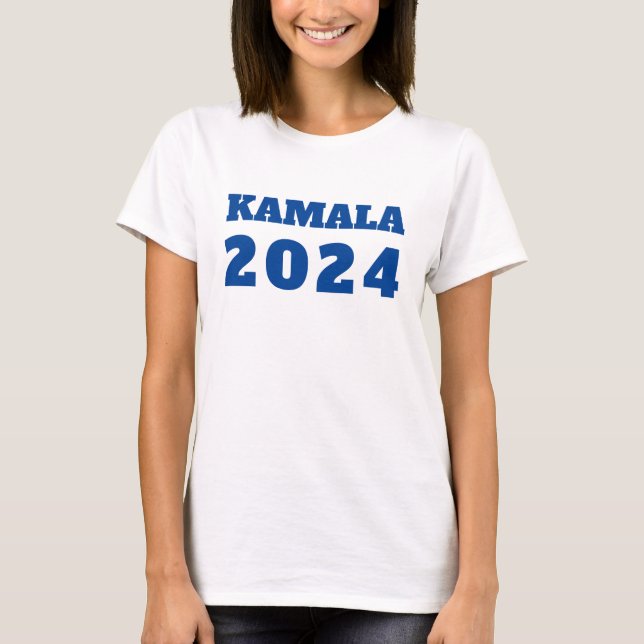 KAMALA 2024 blå demokratisk text T Shirt (Framsida)