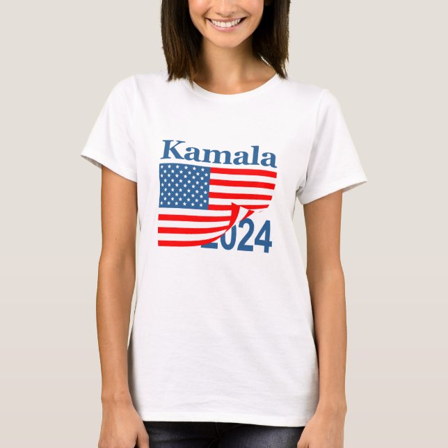 Kamala 2024 Folded Flagga Reveal Harris President T Shirt (Framsida)
