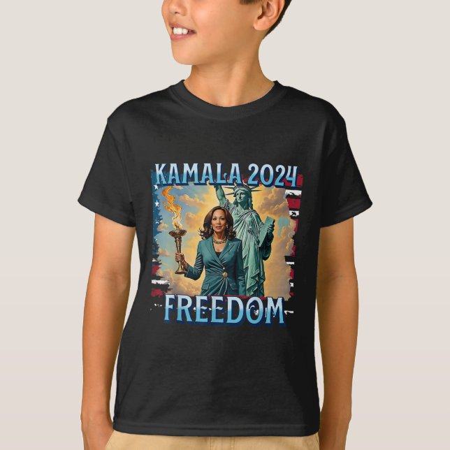 Kamala 2024 för president Kampanj Dam Liberty till T Shirt (Framsida)