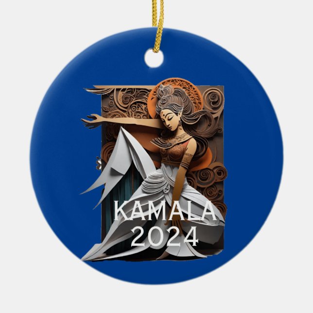 Kamala 2024 för president Thunder_Cove Julgransprydnad Keramik (Framsidan)