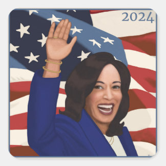 Kamala 2024 fyrkantigt klistermärke