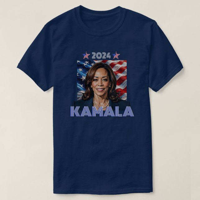 Kamala 2024 Röd, Vit och Blå T Shirt (Design framsida)