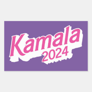 Kamala 2024 Rosa och Lila Colorful Rektangulärt Klistermärke