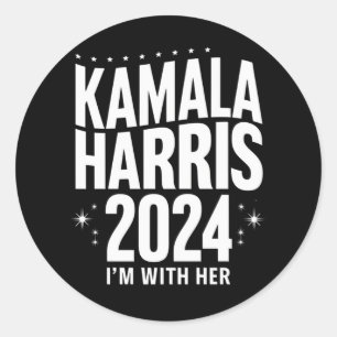 Kamala 2024 Stöd Jag Är Med Henne Kamala Harris Runt Klistermärke