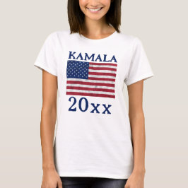 KAMALA 2024 USA flagga vintage blå demokrat text  T Shirt
