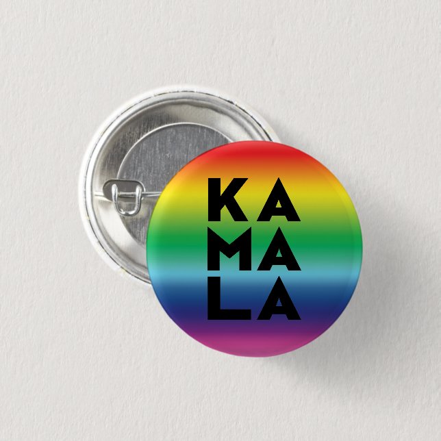 kamala 3 stavelser regnbågsgradient lgbtq stolthet knapp (Framsida & baksida)