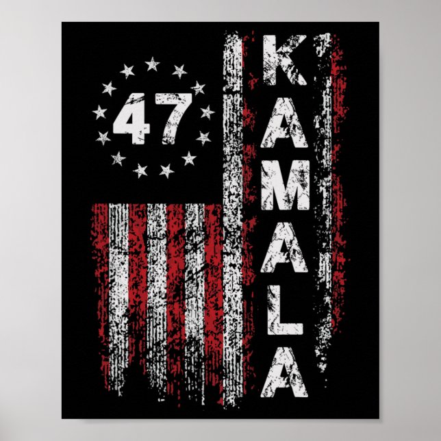 Kamala 47 Kamala47 President Usa America Flagga 20 Poster (Framsidan)