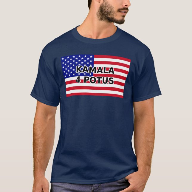 KAMALA 4 POTUS - American Flagga T Shirt (Framsida)