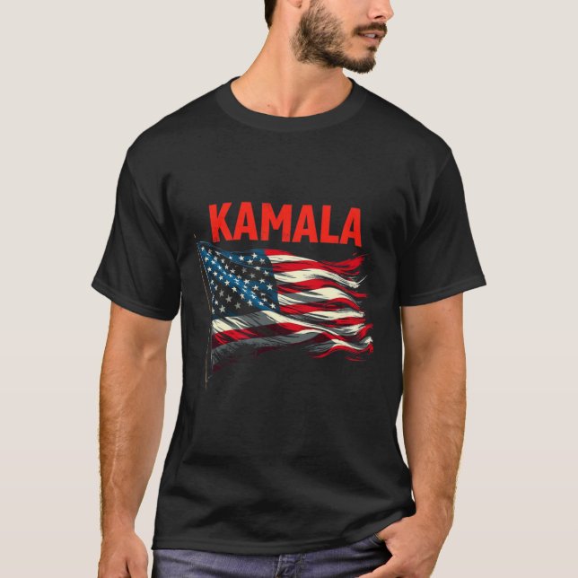 Kamala American Flagga T Shirt (Framsida)