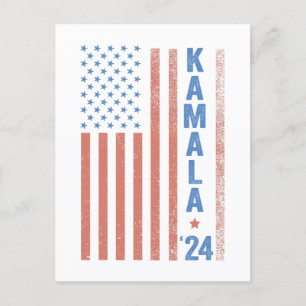 Kamala Amerikanska Flagga president Vykort