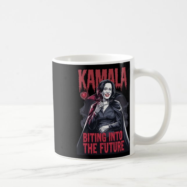 Kamala Biting the Future Vampire Kamala Harris Hal Kaffemugg (Höger)