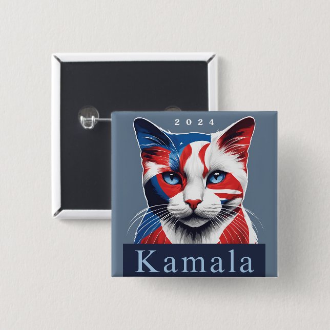 Kamala Cat 2024 Amerikanska valdemokrat Knapp (Framsida & baksida)