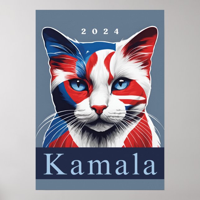 Kamala Cat 2024 Amerikanska valdemokrat Poster (Framsidan)